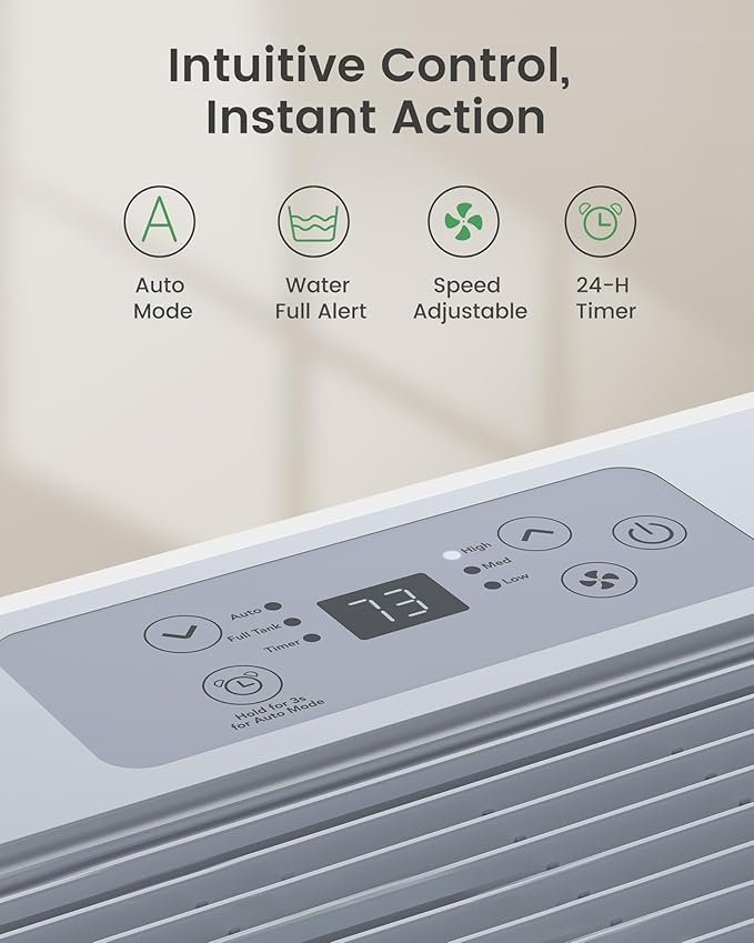 Waykar 5000 Sq.Ft Energy Star Dehumidifier for Basement & Home, 80 Pint/Day with Drain Hose & Tank, Ultra Quiet (40 dB), Smart Auto Comfort Mode
