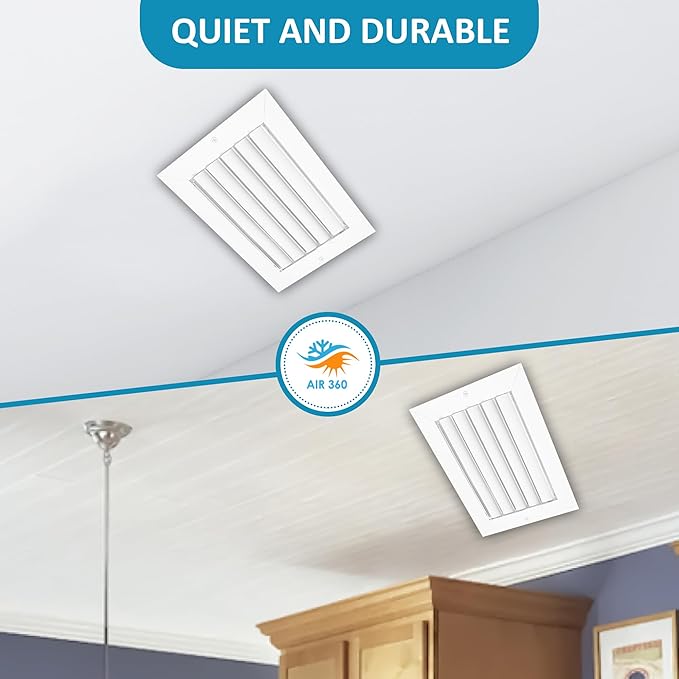 Aluminum 8 x 6 in (Duct Opening) 1-Way Air Duct Register Vent Cover for Ceiling and Wall - Modern HVAC Louver Vent Cover Adjustable – Durable Rustproof Wall Grille – Overall Size: 9-5/8 x 7-5/8 Inch
