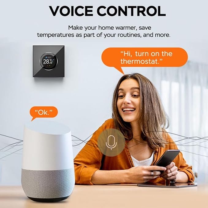 WiFi Smart Thermostat,Temperature Controller,Smart Thermostat for Home,Voice Compatible with Tuya,Heating Digital Thermometer with 1.32in TFT Screen