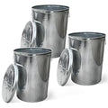 Plexon 20 Gallon Metal Trash Can with Lid Outdoor Large Trash Bin Galvanized Steel Garbage Can for Farm Garage Patio Ash Bucket Bird Seed Storage Can Heavy Duty Round Container, 3 Pack