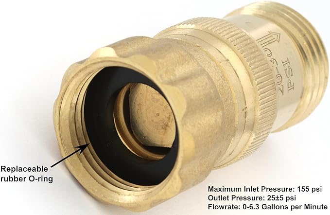 Vibrant Yard Co. Heavy Duty Brass Pressure Regulator for Drip Irrigation System and Soaker Hose - 25 PSI Water Control Valve 3/4" FHT