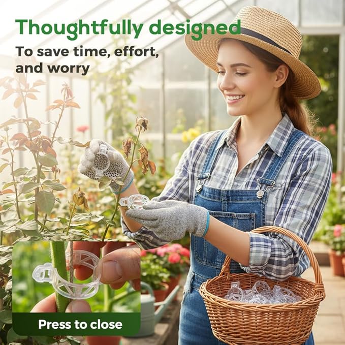 Plant Support Clips Reusable Garden Clips, Tomato Support Clips for String Trellis for Climbing Plants Outdoor Indoor Plant Flowers Stem Vine Fixing Clips (200 PCS)