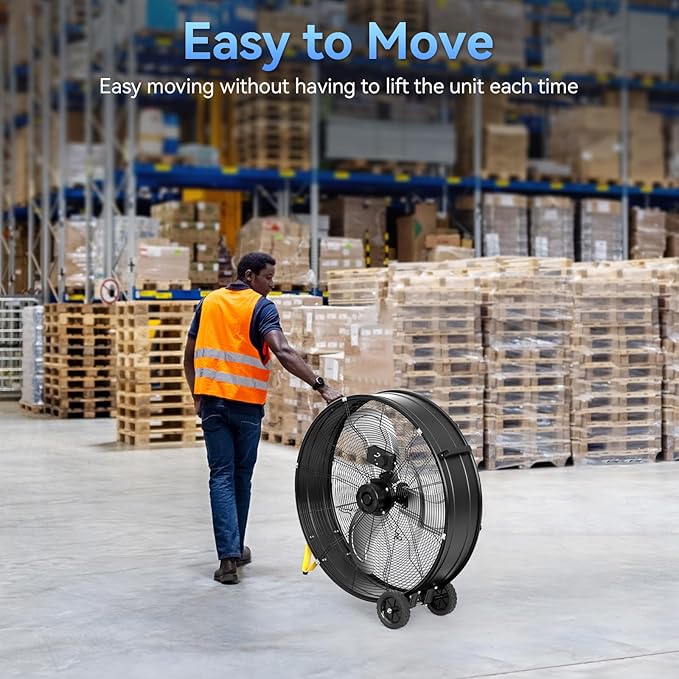 CCGIRU 30 Inch Industrial Drum Fan, 13000 CFM 3-Speed Heavy Duty Shop Fan for Warehouse, Workshops, Garage, Factory and Basement - UL Safety Listed