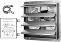 iPower 18 Inch Wall Mounted Shutter Exhaust Fan with Temperature Controller and Power Cord Kit, Aluminum, 1400 RPM, 2000 CFM, for Attic, Garage, Louvered Vent, Plant, Greenhouse, Silver
