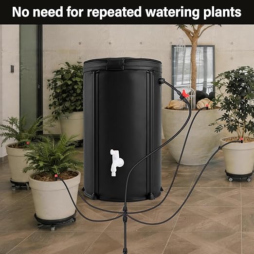 Auto Drip Irrigation System Kits, with 26 Gallon Bucket, 25W Water Pump, 24 Drip Emitters, 24 Planting Bags for Indoor and Outdoor Automatic Watering System for Grow Tent, Greenhouse, Lawn