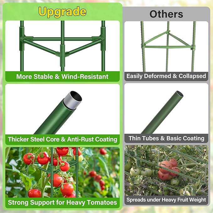 Legigo 4 Pack 57 Inch Tomato Cage for Garden, Heavy-Duty Tomato Trellis Plant Support Stakes, Adjustable Garden Trellis Plant Cage for Climbing Plants Peppers Outdoor Raised Garden Bed and Vegetables