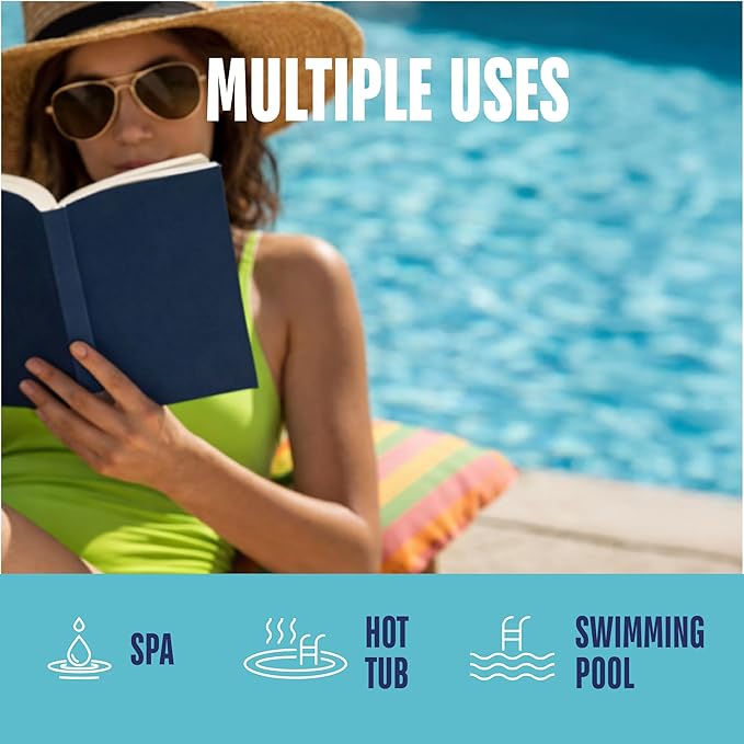 JNW 7-in-1 Pool Test Strips, 150 Quick & Accurate Test Strips for Pool Water, Spa Test Strips for Hot Tub, Chlorine Test Strips, Bromine, pH, Alkalinity, Hardness & More - Swimming Pool Test Kit