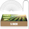 Pelopy 200 Pcs 5/8" Irrigation Drip Tubing Stakes 5 in J-Shaped Landscape Staples Garden Drip Line Stakes Soaker Hose Pins for Lawn Plant Yard Fence Ground Drips Systems, Sliver