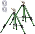 Pattiumo 2 Pack Lawn Sprinklers for Yard - 360° Tripod Sprinklers for Yard Large Area - Heavy Duty with 3/4 Inch Connector and Extension Legs - Flip Locks