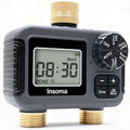 Insoma 2 Outlets Sprinkler Timer with Brass Inlet & Outlet, Water Timer for Garden Hose with Auto/Manual Modes + Rain Delay, Hose Timers for Garden, Yard Lawn, IPX5 Waterproof & Save Water