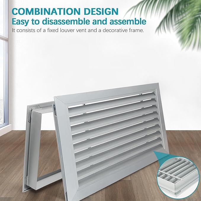 Door Louver Vent Two Sided, Door Vents for Interior Doors, Aluminum Door Air Vent Grille, Metal Louvered Door Vent, Through Door Vent for Bathroom Cabinet (20 * 10in)