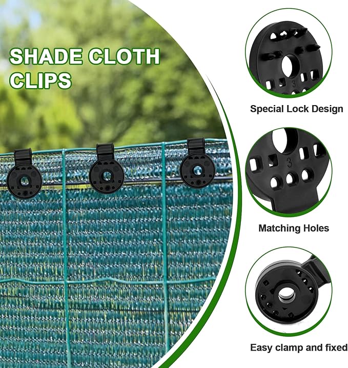 50 Pcs Shade Cloth Clips, Shade Cloth Plastic Clips Greenhouse Shade Cloth Fix Clamp, Windproof Awning Clamp Grip Tarp Clips for Sunshade Net, Anti Bird Netting, Garden Netting, Patio Accessories