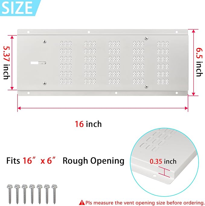 Crawl Space Vent Cover,Foundation Vent Cover for Foundation Garage Attic Home Improvement,16"x6.5" Outdoor Foundation Air Wall Vent with Damper&Screen to Reduce Moisture,Fit 16"x6" Rough Opening,1PK