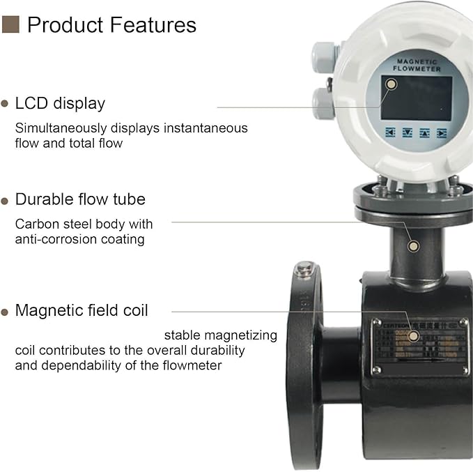 Electromagnetic Flow Meter Magnetic Flowmeter DN10-DN50 Digital Water Liquid Sensor Smart Industrial Wastewater Pipeline(DN10)