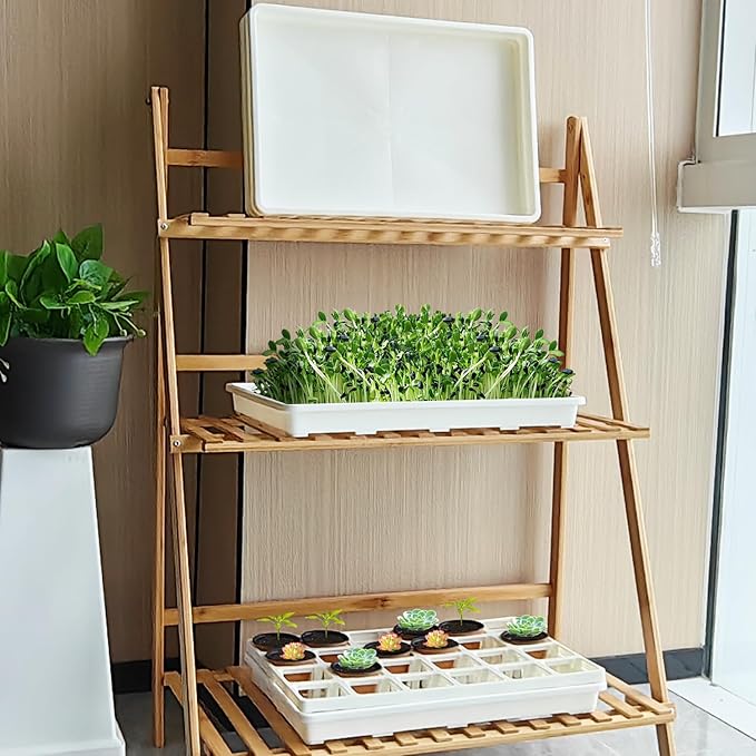 RooTrimmer 5 Pack Nursery Pot Tray, Carrying and Holding Plant Tray for Pot 24 Cell Carrying Holder Drainage Watering Plant Tray (White)