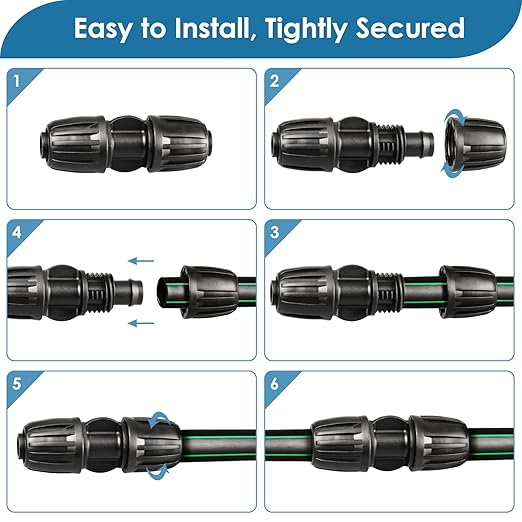 1/2 Inch Drip Irrigation Fittings Kit: 18 Pieces Drip Locked Nut Connectors for 1/2" Drip Irrigation Tubing (1/2" ID x0.6-0.65" OD) Couplings Tees Elbows Plugs Valves Reducing Tees