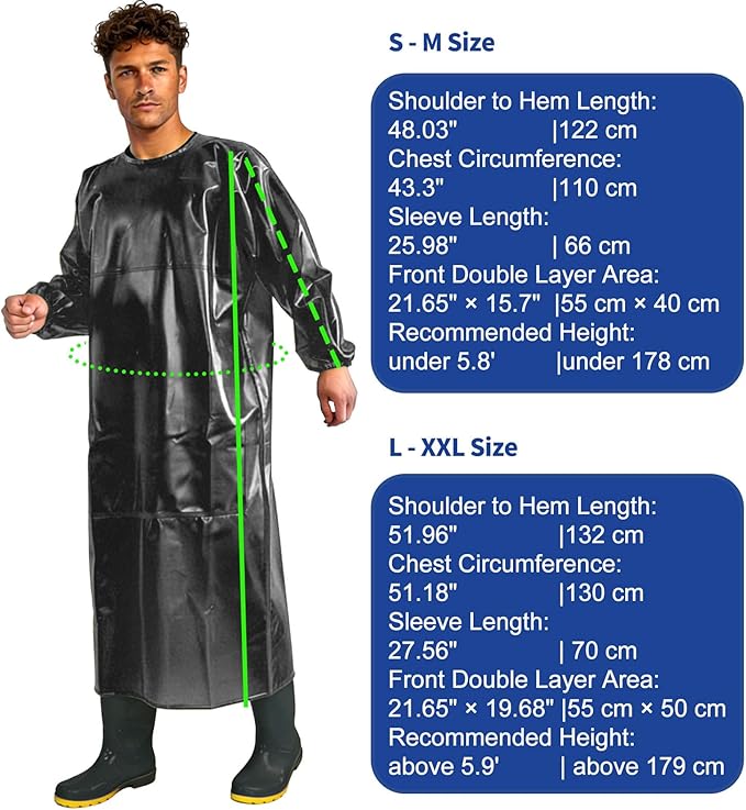 SUJAN Apron with Sleeves Splash Suit Waterproof Smock Chemical Resistant Safety Aprons Coverall