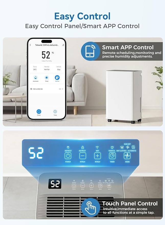 2500 Sq.Ft Dehumidifier for Basement with Drain Hose, 35 Pint Large Best Compressor Dehumidifiers for Home or Garage, Smart Humidity Control, 24H Timer & Child Lock, Ideal for Large Rooms, Garage