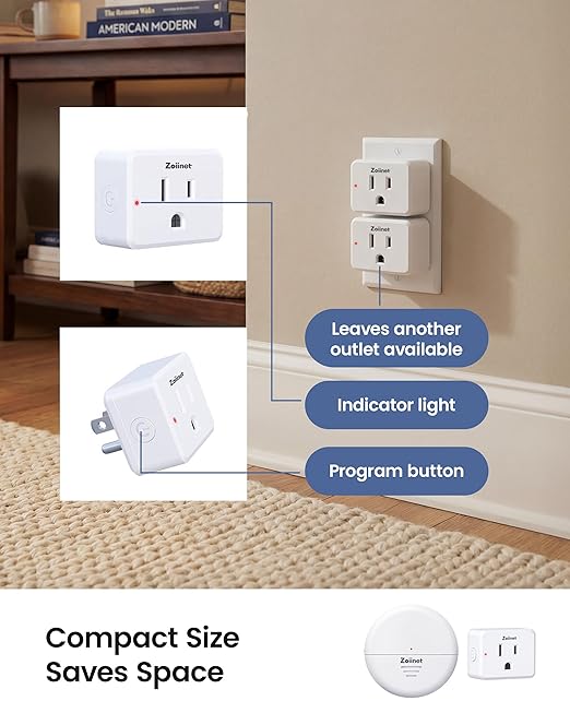 Zoiinet Wireless Motion Sensor Outlet, 15A/1500W, Adjustable Sensing Mode, 260FT Wireless Light Switch Transmitter, No Wiring, Long Time Delay, for Household Appliances
