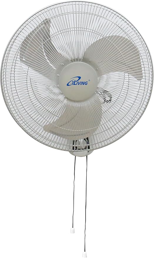 iLiving Glow Oscillating Wall Mount Fan with Adjustable Tilt, 18-inch, 3 Speed, Metal Grille and Blade, 90 Degree Oscillation, Airflow 1650CFM, Ideal for Home, Bedroom, Gym & Office, Greenhouse