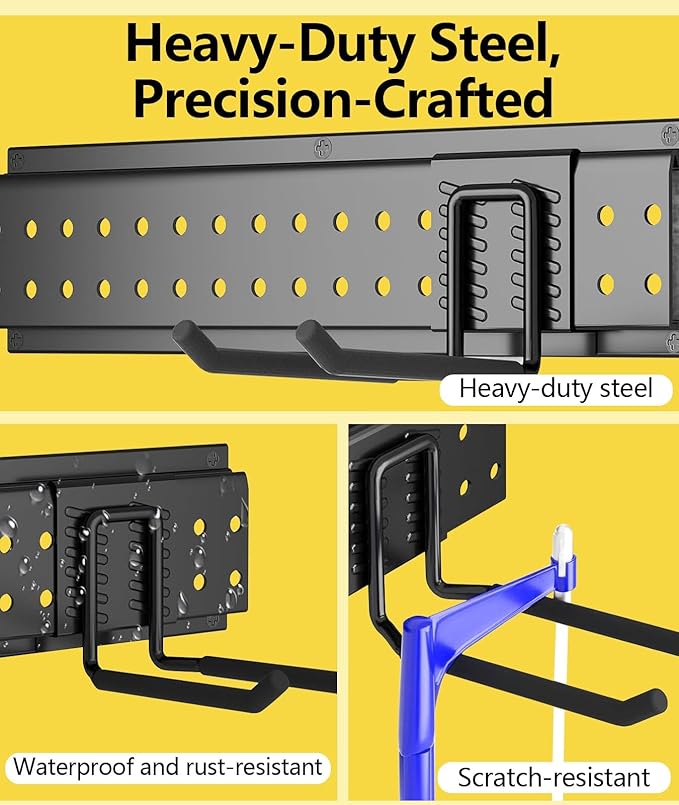 Wall Mount Tool Storage Rack 13 Pack Carries 600 lbs Garden Tool Organizer 48in With Large Storage Space,Easy Assembly, Sturdy Design,for Efficient Tool Storage Garage Organization