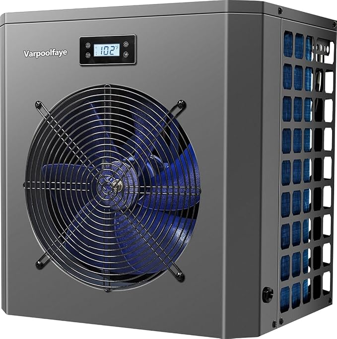 16000 BTU Above Ground Pool Heater 5000 Gallon Swimming Pool Heater Pump Heating or Cooling Electric Pool Heater for Inground Pool WiFi Control Schedule 120V