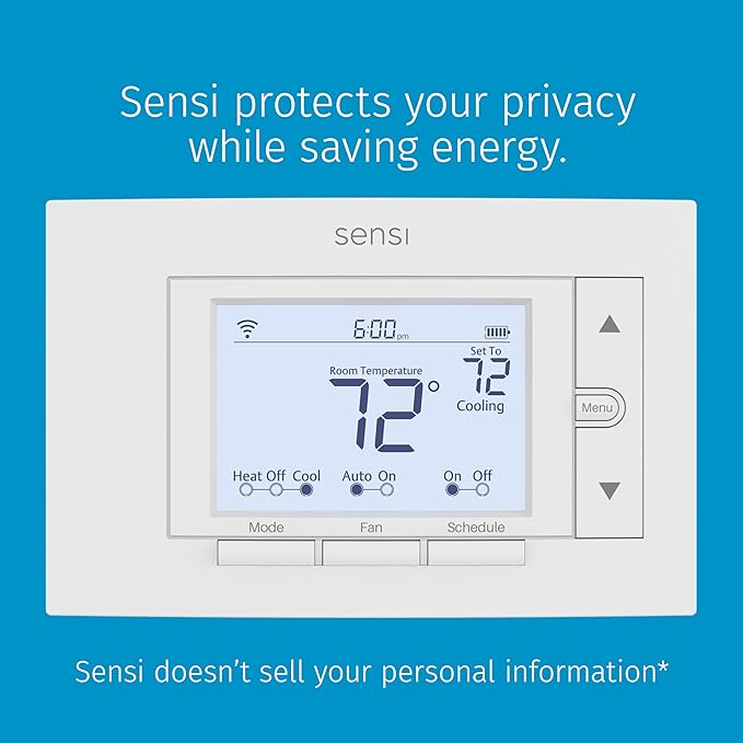Sensi Smart Thermostat, 100 Years Of Expertise, Wi-Fi, Data Privacy, Programmable, Easy DIY Install, Works With Alexa, Energy Star Certified, Mobile App, ST55
