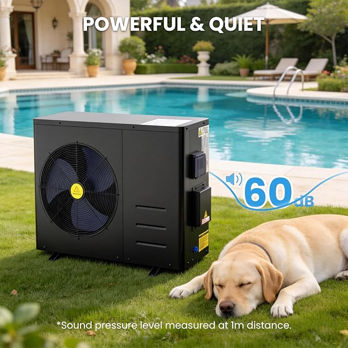 DoCred 109,184 BTU Inverter Swimming Pool Heat Pump, Pool Heater for Above Ground and Inground Pool up to 26,000 Gallons, Smart WiFi Control, COP 14.26, Timer, 220-240 V