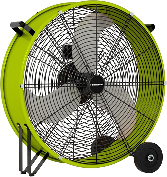 30 inch Industrial Drum Fan, 14000 CFM High-Velocity Heavy Duty Floor Fan with 3 Speeds & 5-Inch Wheels for Warehouse, Workshop, Factory & Garage – UL Listed