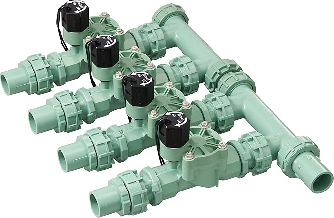 Orbit 57257 4-Valve Preassembled Sprinkler Manifold – Easy Install, Smart Controller Compatible, Works with PVC & Poly Pipe, Includes 4 in-Line Valves