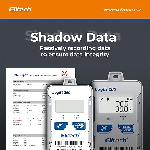 Elitech 4G Reusable Real-time Temperature Humidity Data Logger Light/Shock/GPS, Built-in SIM Card, Shadow Data,Airplane Mode,Cloud Data Storage,SMS/Email/APP/Web Alarm,100000 Points,Loget 260G-THE