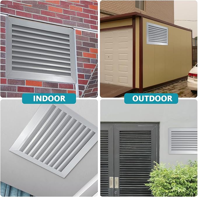 Door Louver Vent Two Sided, Door Vents for Interior Doors, Aluminum Door Air Vent Grille, Metal Louvered Door Vent, Through Door Vent for Bathroom Cabinet (2pcs 20 * 12in)
