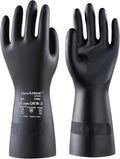 AnTools Heavy Duty Rubber Safety Work Gloves, Chemical Resistant Latex Gloves for Cleaning, Acid & Alkali Protection, Hazmat Use, Black, Large