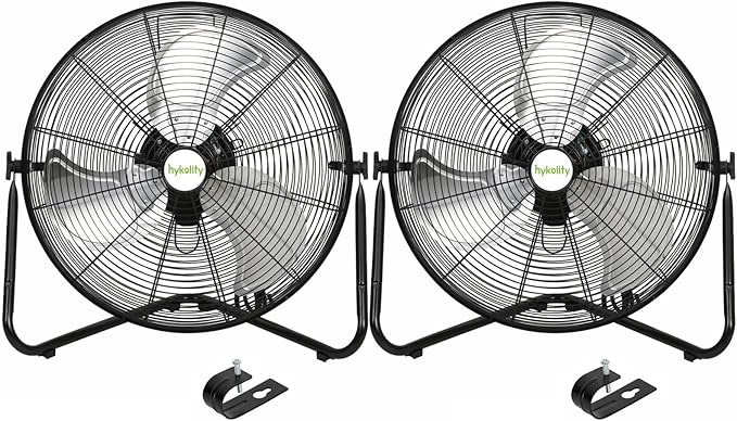 hykolity 4600 CFM 20" High Velocity Floor Fan, 3-Speed Heavy Duty Metal Fan with Wall-Mounting System, Industrial Shop Fan for Commercial, Garage, Greenhouse, 2 Pack