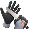 Schwer ANSI A9 Cut/Abrasion Resistant Gloves for Heavy Duty Work, 18 Gauge 3/4 Double Dipped Nitrile Coating for Construction, Gardening, Water & Oil Proof, Anti Slip, Touch Screen, PM3202, Black, L