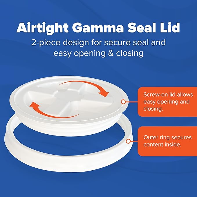 ePackageSupply 5 Gallon Bucket - Food Grade Bucket with Airtight Gamma Seal Screw-On Lid, BPA-Free, Heavy-Duty 90 Mil HDPE Plastic, Bulk Storage, Durable Container, Made in USA, White/White, 3 Packs