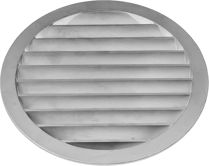 8 Inch Aluminum Soffit Vent Cover - Round Industrial Air Vent Louver for Wall, House, Garage - Wire Screen Mesh Crawlspace Louver Grille - Register Exhaust, Intake Gable Grill