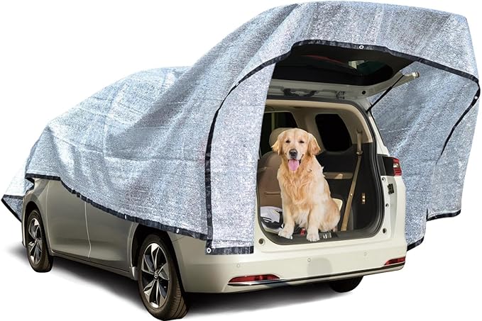 90% Aluminum Shade Cloth for Cars- Reflective Aluminium Shade Netting Sun Shade Cover with Grommets for Cars, Dogs, Outdoor, RV, Patio(Silver)