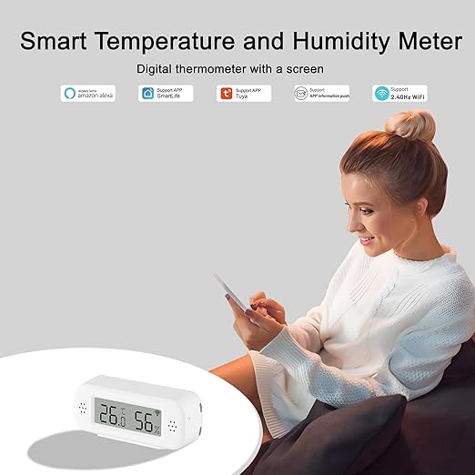 WiFi Thermometer Hygrometer Indoor: Smart Temperature Sensor, Digital Temperature Humidity Monitor with Smart App & Data Recording, Compatible with Alexa, for Bedroom Greenhouse Cellar (4 Pack)