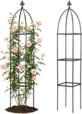 Lancisism 100% Metal Trellis for Climbing Plants Outdoor - Garden Metal Obelisk Trellis Vertical Plant Support for Climbing Vines & Flowers - Sturdy Steel Arch Trellis for Potted Plants Indoor Green