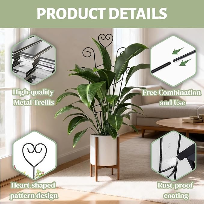 Plant Trellis for Climbing Plants Indoor 2Pcs Small Garden Trellis for Potted Plants Sturdy Metal Houseplant Support 33in Taller Plant Trellis for Monstera pothos lvy Vine