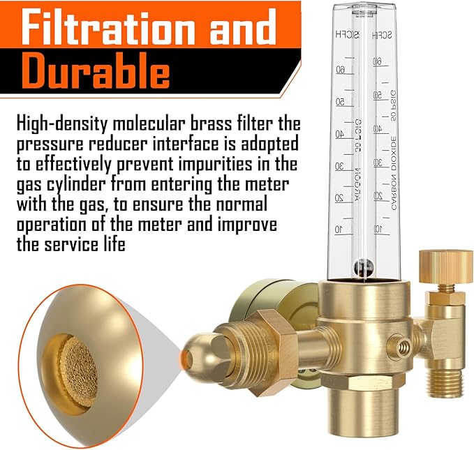 BETOOLL Argon/CO2 Mig Tig Flow Meter Gas Regulator Gauge Welding Weld, CGA580 Inlet Connection