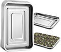 Stainless Metal Trays, Stainless Steel Seed Starter Carry Tray Fit 54 Cell Plug Tray, Nursery Seedling Pots Water Collection Transplantation (11.6 inch×15.2 inch, 1.45" Height, 10-Pack)