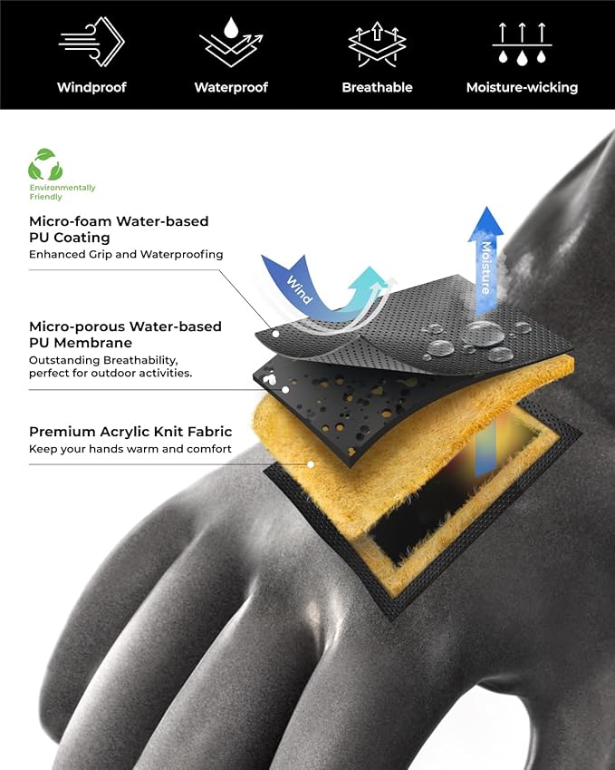toolant Waterproof Winter Gloves, Balaena Freezer Gloves for Light Duty & Outdoor Adventure, Hiking, Camping, Washing