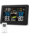 Weather Station Wireless Indoor Outdoor Thermometer, 7.5" VA Display with Remote Sensor, Home Weather Station with Weather Forecast, Temperature, Humidity, Atomic Clock, Black
