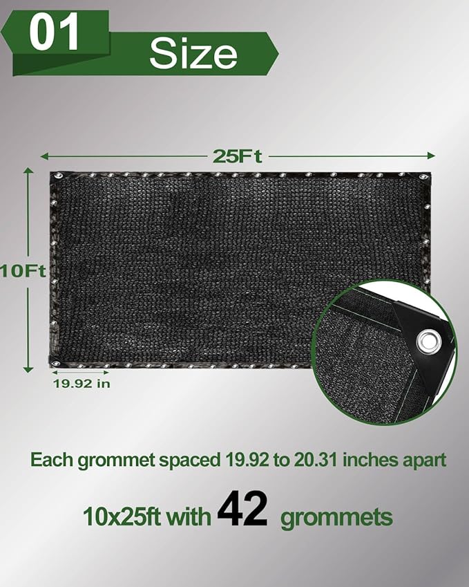 vensovo 90% Shade Cloth Netting with Grommets,16x20 Ft HDPE Heavy Duty Shade Mesh for Outdoor Use, Chicken Coop, Dog Kennel Cover, Greenhouse