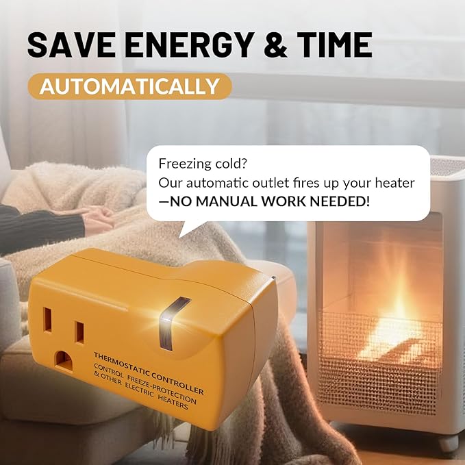 MAXKOSKO 4 PCS Freeze Thermostatically Controlled Outlet，Automatically Turn On Below 38 °F and Off Over 50 °F