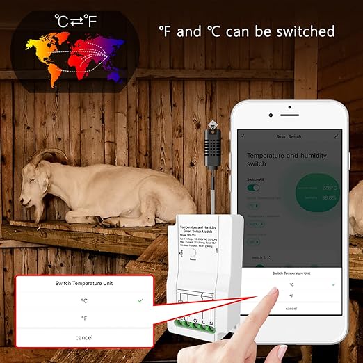 Smart WiFi Temperature Humidity Switch Module Timing APP Remote Control with Probe for Greenhouse for TUYA 90‑250V