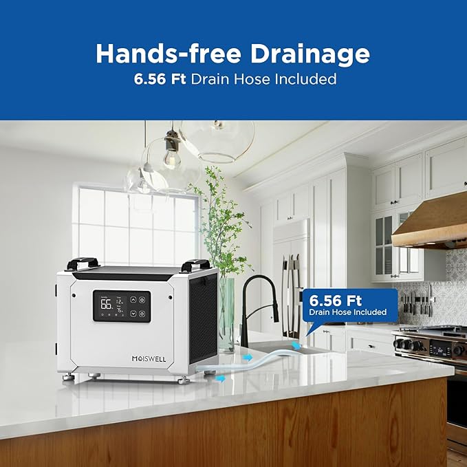 70 Pints Commercial Dehumidifier with Drain Hose, Compact Crawl Space Dehumidifiers for Basement and Home, Energy Star Certified, Automatic Defrost | MOISWELL Defender ME-7