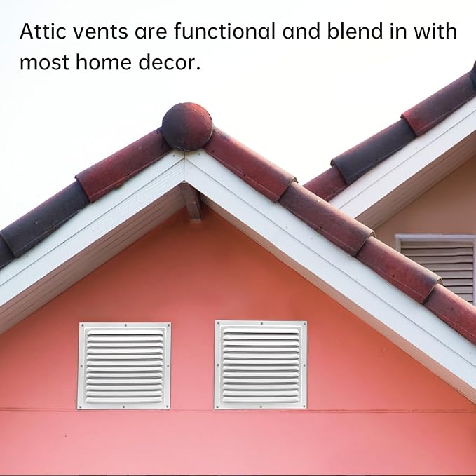2Pcs Aluminum Gable Vents with Screen Mesh, 10x10 Inch Metal Wall Vents for Attic, Garage, Shed, and Exterior Doors, Square Louver Vent Grilles for Improved Ventilation